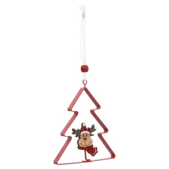 Sapin de Noël (H13 cm) Joli renne Rouge
