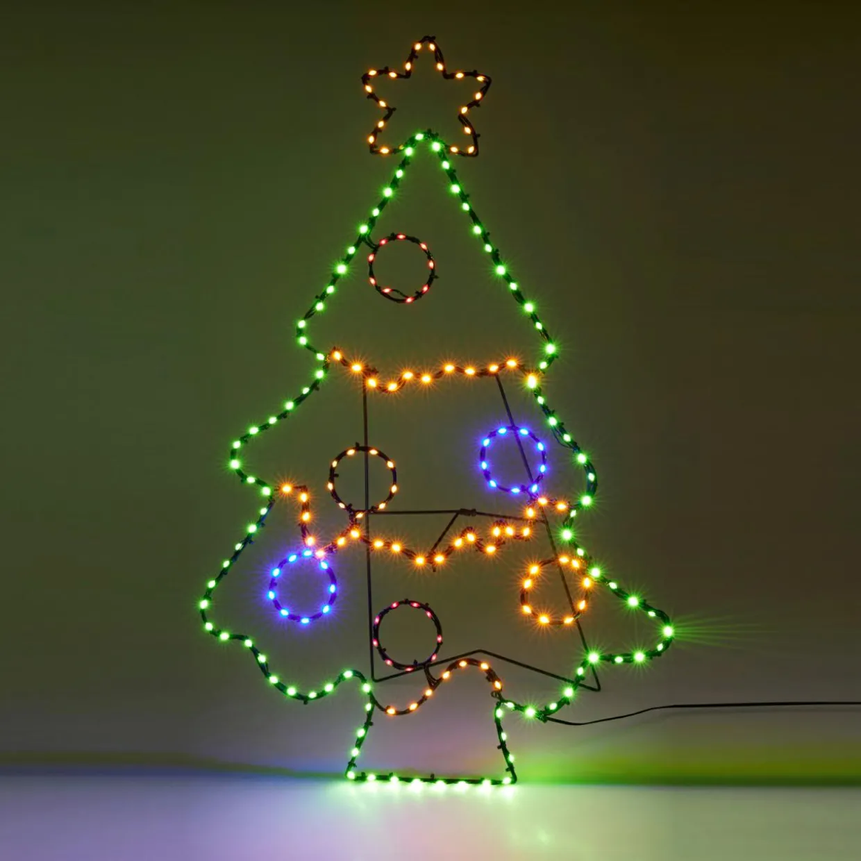 Sapin de Noël lumineux 201 LED (H80 cm) Néon effet flash Multicolore