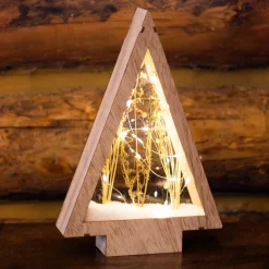 Sapin de Noël lumineux à piles 40 LED (H47 cm) Wood Blanc chaud
