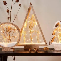 Sapin de Noël lumineux à piles 40 LED (H47 cm) Wood Blanc chaud