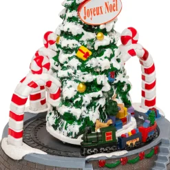 Sapin de Noël lumineux et animé à piles (H24 cm) Arches sucre d'orge