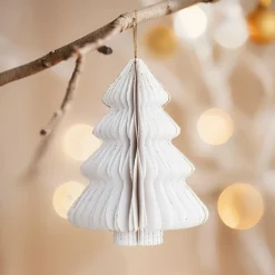 Sapin en papier à suspendre (H15 cm) Fermeture Magnétique Blanc