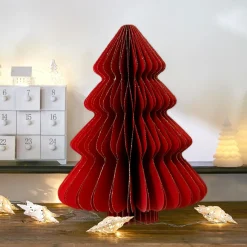 Sapin en papier à suspendre (H40 cm) fermeture Magnétique Rouge