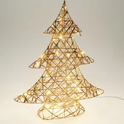 Sapin lumineux à piles 30 LED (H40 cm) Féerie de Noël Blanc chaud doré
