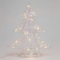 Sapin lumineux à piles 30 LED (H40 cm) Féerie de Noël Irisé et blanc chaud