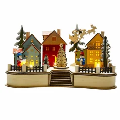 Scène de vie illuminée 10 LED (H18 cm) Village coloré