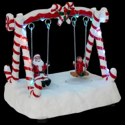 Scène de vie illuminée à piles (H12 cm) Balançoire en mouvement