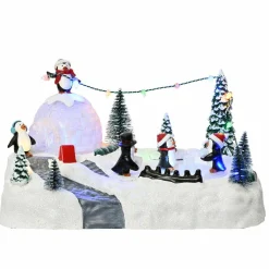 Scène de vie illuminée à piles Aire de jeu des pingouins