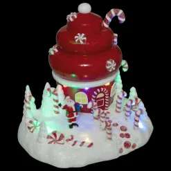 Scène de vie illuminée et animée (H17 cm) Cupcake du Père Noël