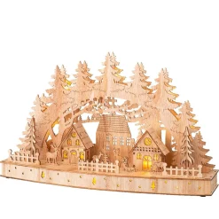 Scène de vie lumineuse à piles en bois (44 x H26 cm) Paysage nordique
