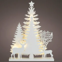 Scène lumineuse en bois à piles (H40 cm) Forêt Blanc chaud