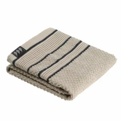 Serviette de bain coton (30 x 50 cm) Black Line Gris ficelle / noir