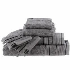 Serviette de bain coton (50 x 90 cm) Black Line Gris / noir
