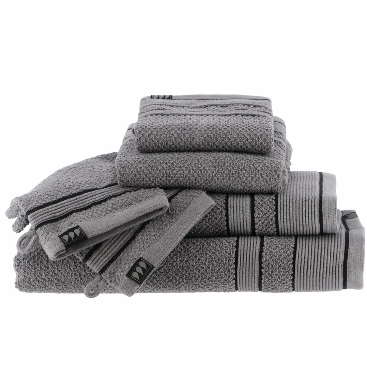 Serviette de bain coton (50 x 90 cm) Black Line Gris / noir