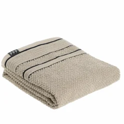 Serviette de bain coton (50 x 90 cm) Black Line Gris ficelle / noir