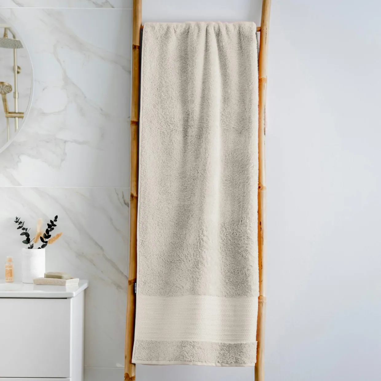 Serviette de bain coton bio (90 x 150 cm) Méline Beige pampa