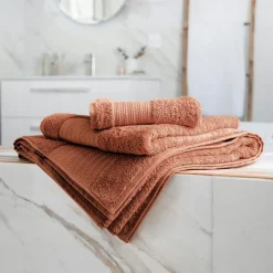 Serviette de bain coton bio (90 x 150 cm) Méline Terracotta