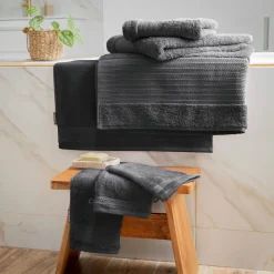 Serviette de bain coton bio (30 x 50 cm) Méline Gris orage