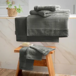 Serviette de bain coton bio (90 x 150 cm) Méline Vert romarin