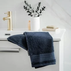 Serviette de bain coton bio (30 x 50 cm) Méline Bleu nuit