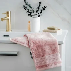 Serviette de bain coton bio (30 x 50 cm) Méline Rose pêche