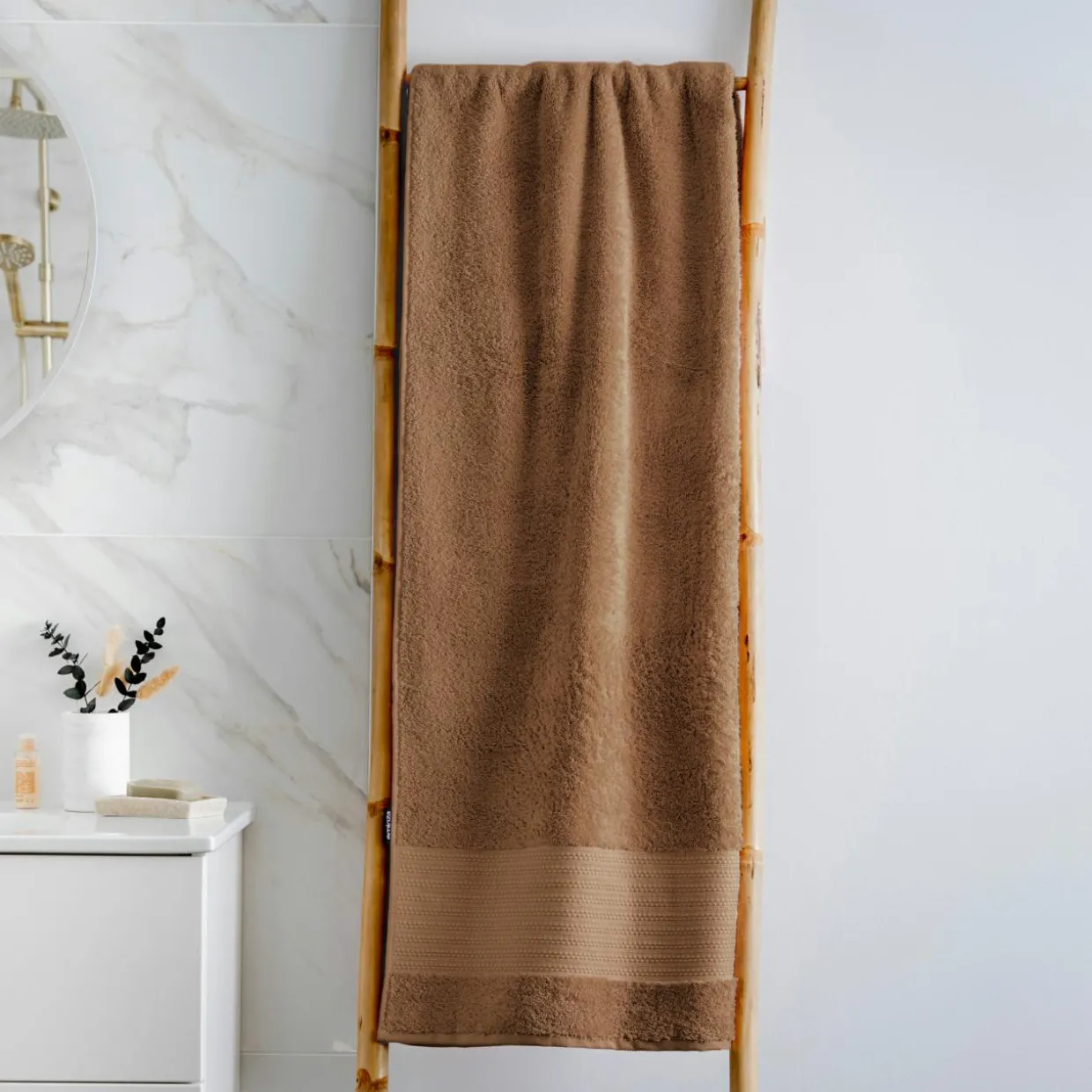 Serviette de bain coton bio (90 x 150 cm) Méline Camel