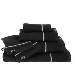 Serviette de bain coton nid d'abeille (30 x 50 cm) Japandi Noir