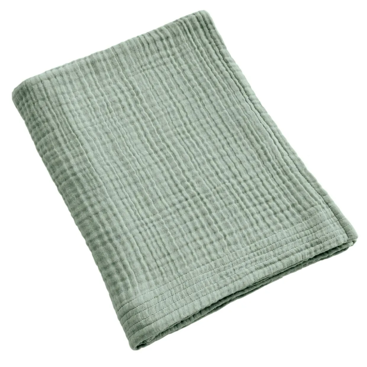 Serviette de bain gaze de coton (90 x 150 cm) Gaïa Vert eucalyptus