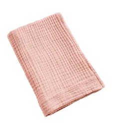 Serviette de bain gaze de coton (70 x 130 cm) Gaïa Rose pêche