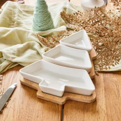 Set à tapas 3 assiettes (27 x 20 cm) Mon beau sapin Blanc