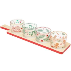 Set à tapas 4 bols plateau bambou (8,5 x 36 cm) Christmas time Multicolore