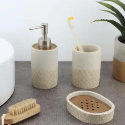 Set d'accessoires salle de bain gravé Casablanca Naturel