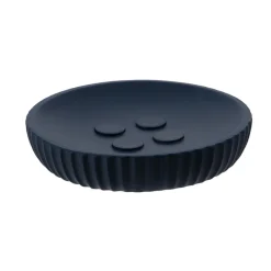 Set d'accessoires salle de bain résine Strié Bleu marine