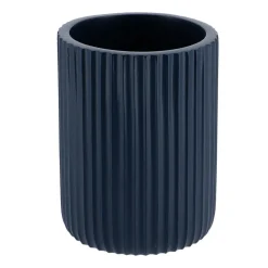 Set d'accessoires salle de bain résine Strié Bleu marine