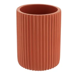 Set d'accessoires salle de bain résine Strié Terracotta