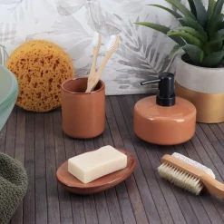 Set d'accessoires salle de bain grès laqué Season color Ambre