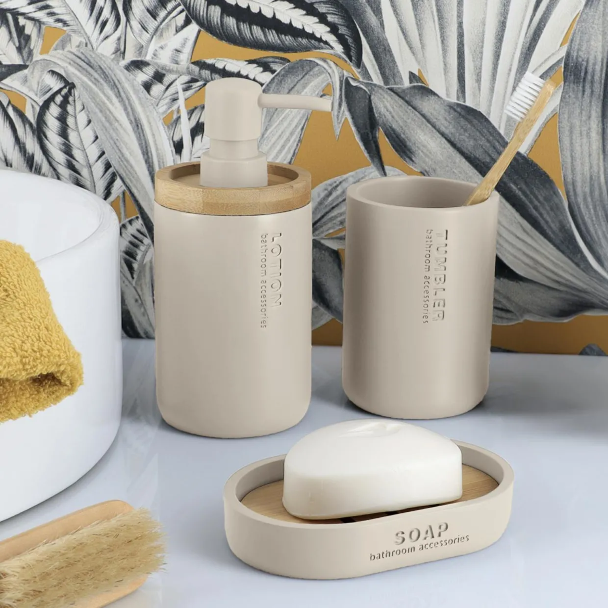 Set d'accessoires salle de bain Purebamboo Beige