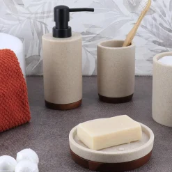Set d'accessoires salle de bain bois Acacia Naturel