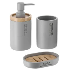 Set d'accessoires salle de bain Purebamboo Gris clair