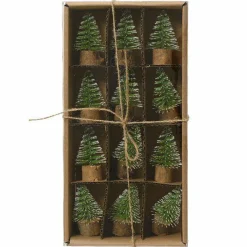 Set de décorations à parsemer Sapins en lot de 12 Vert
