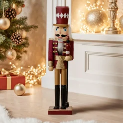 Soldat Casse-noisette Musical en bois (H38 cm) Edouard Impérial Lie de vin