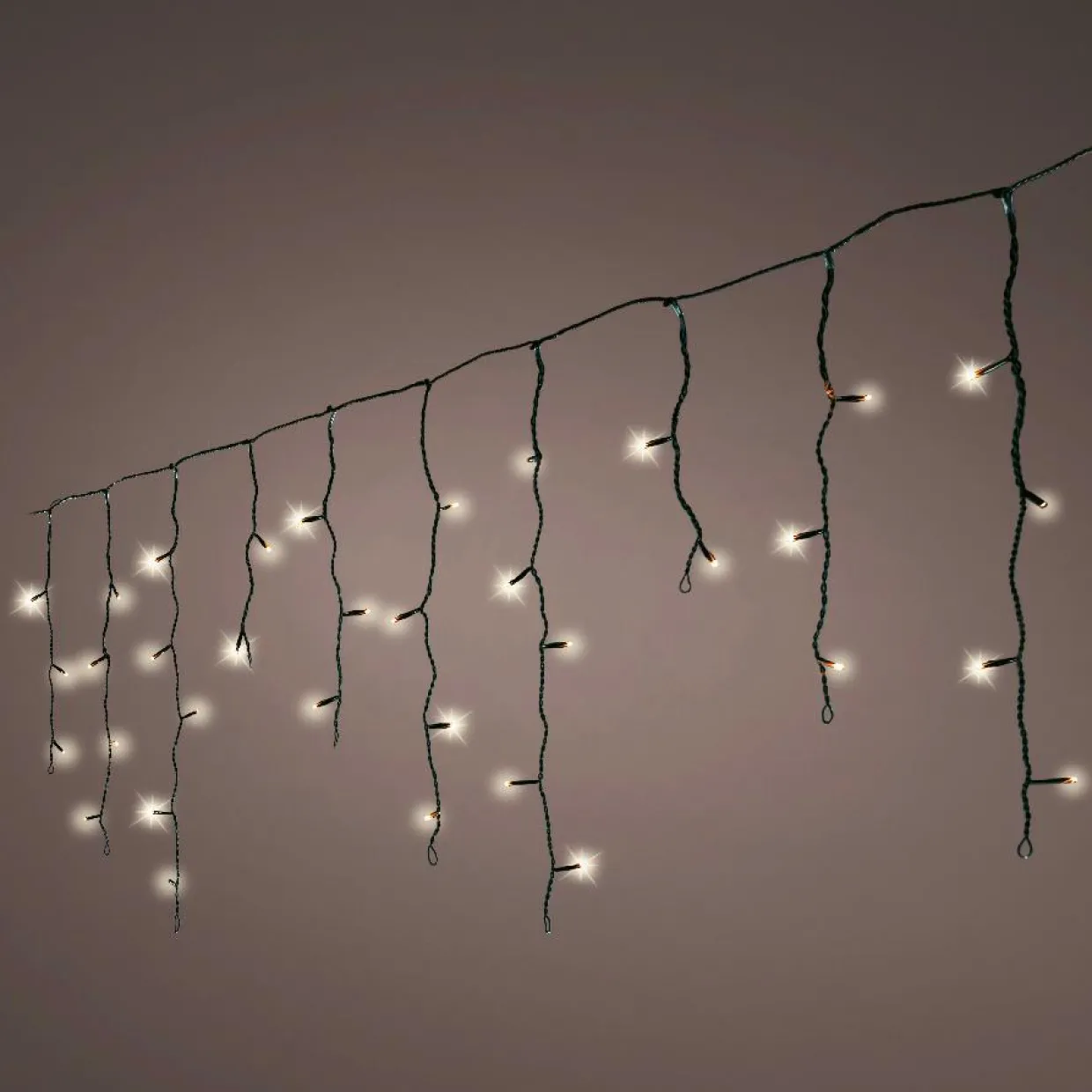 Stalactite lumineuse 11 m 259 LED câble noir Stars Blanc chaud