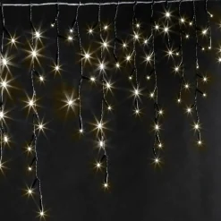 Stalactite lumineuse 11 m 259 LED câble noir Stars Blanc chaud