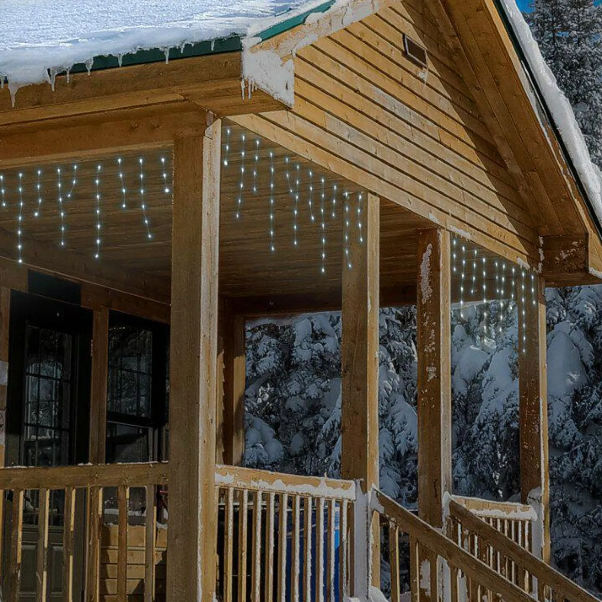 Stalactite lumineuse 9,50 m 480 LED câble transparent Icicle Blanc froid