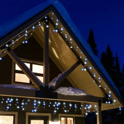 Stalactite lumineuse 20 m 490 LED câble transparent Stars Bicolore Blanc froid et bleu