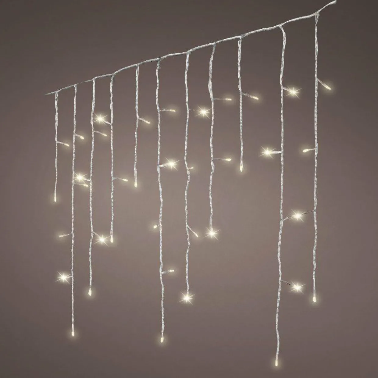 Stalactite lumineuse 11,80 m 480 LED câble transparent Stars Blanc chaud