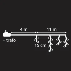 Stalactite lumineuse 11 m 259 LED câble blanc Stars Blanc froid