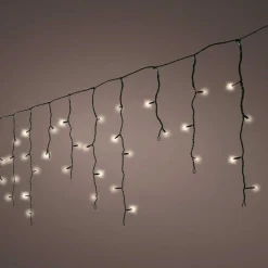 Stalactite lumineuse 20 m 490 LED câble noir Stars Blanc chaud