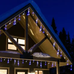 Stalactite lumineuse 7,50 m 175 LED câble blanc Stars Bicolore Bleu et blanc froid