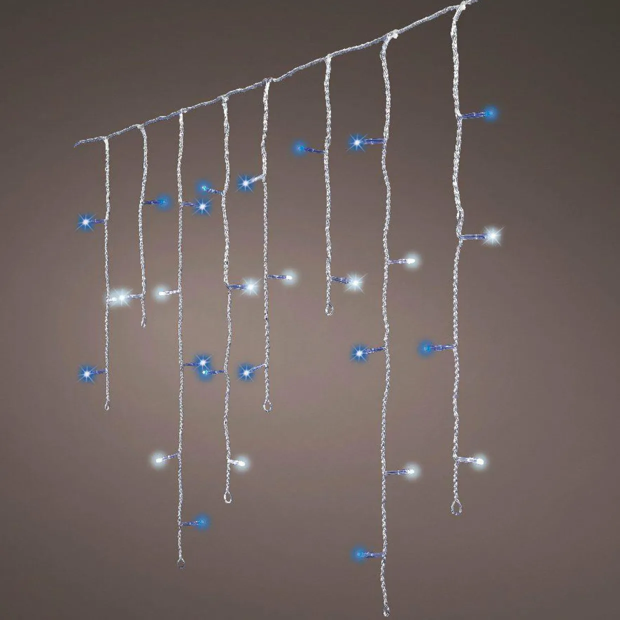 Stalactite lumineuse 7,50 m 175 LED câble blanc Stars Bicolore Bleu et blanc froid